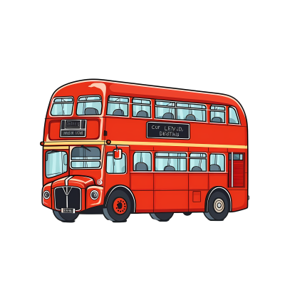 卡通双层巴士观光旅游车素材