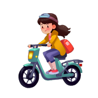 安全出行小女孩骑电动车素材