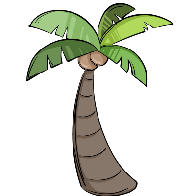 卡通椰子树结满果子插画素材