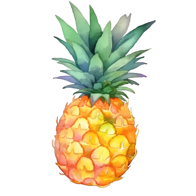 水彩菠萝商用PNG素材插画