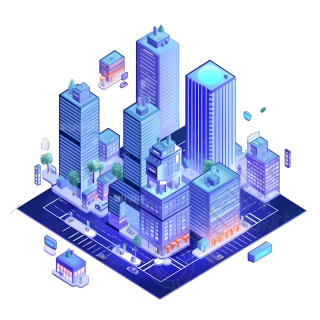 蓝紫色智能城市图标PNG素材