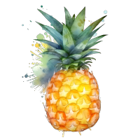 爆炸性色彩手绘菠萝PNG元素