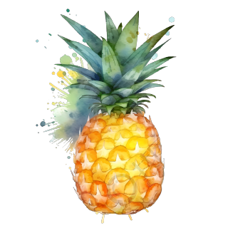 爆炸性色彩手绘菠萝PNG元素