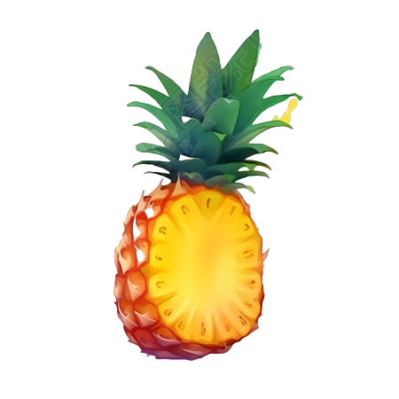 日常水果切开的菠萝插画元素