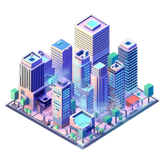 蓝紫色智能城市街景图素材