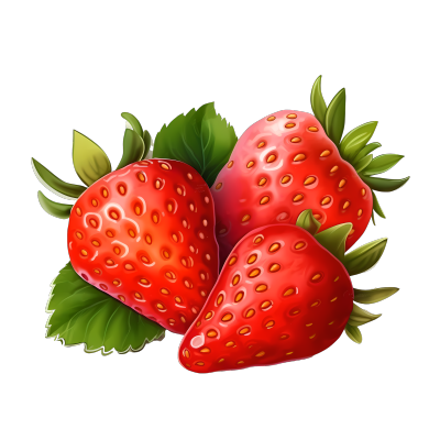 手绘新鲜草莓商用插画素材