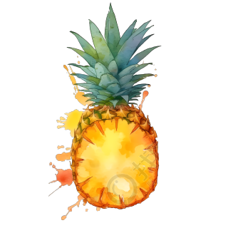切开的热带水果菠萝插画素材