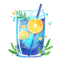 蓝色夏日冷饮插画素材