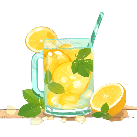 维C健康饮品柠檬水插画