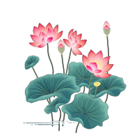 卡通粉色莲花绿色荷叶元素