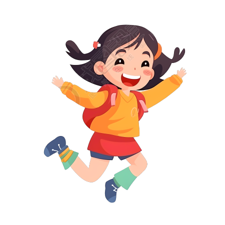 儿童节开心的小女孩插画元素