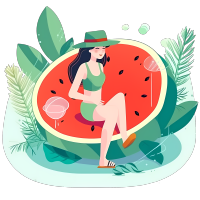 水果少女插画设计素材