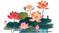 荷花彩色渐变插画设计元素