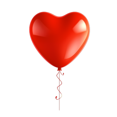 色彩鲜艳的红色心形气球插画