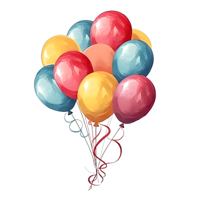手绘五颜六色的气球png插画