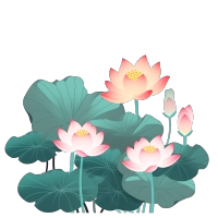 卡通荷花荷叶扁平插画素材