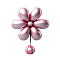 亮面粉色花型气球高清素材