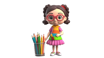 穿彩色裙子的3D女孩PNG图形素材