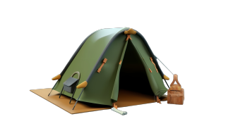 3D露营帐篷及同色旅行袋图形素材
