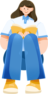 穿着校服坐着读书的女生
