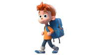 高清3D卡通男孩上学PNG图形素材