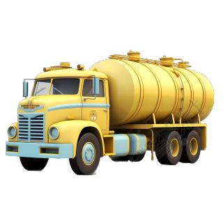 黄色燃油储罐卡车PNG图形素材