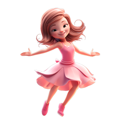 粉色连衣裙短发可爱少女插画PNG图形素材