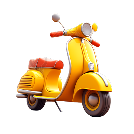 动画风格黄色摩托车插画元素