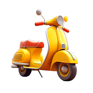 动画风格黄色摩托车插画元素