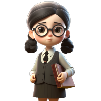 手持课本的双马尾戴眼镜小女孩图片