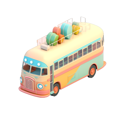 可商用彩色巴士玩具插画素材