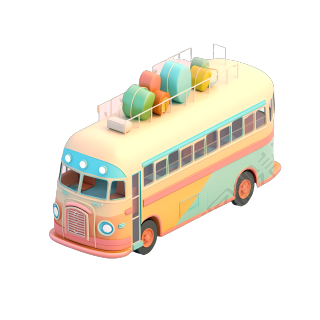 可商用彩色巴士玩具插画素材