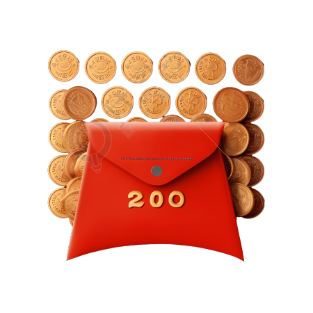 金色数码币红包PNG素材