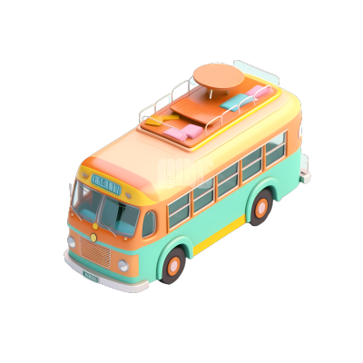 可爱巴士立体模型商用素材