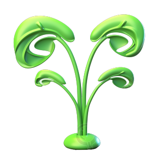 3D立体绿色植物插画素材