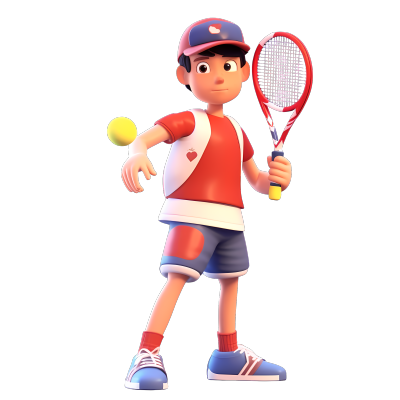 可商用3D立体网球运动员插画