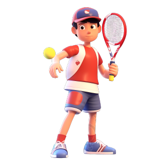 可商用3D立体网球运动员插画