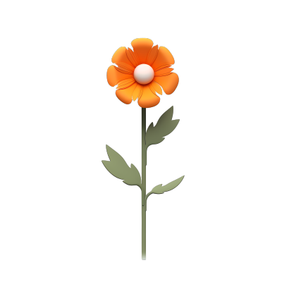 透明背景唯美橙色花朵插画
