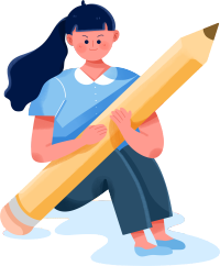 拿着铅笔的女生商用插画