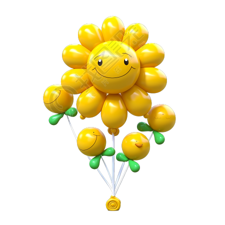 黄色小花气球立体素材