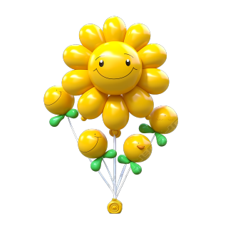 黄色小花气球立体素材