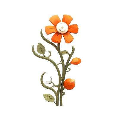 卡通橙色花卉商用素材