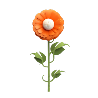 3D立体橙色花朵PNG素材