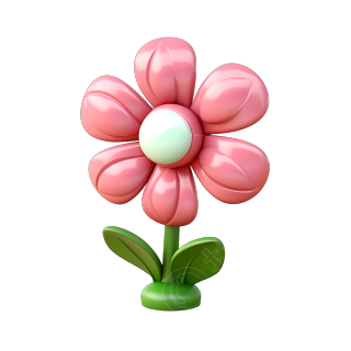 可商用3D立体粉色花朵插画