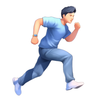 动画风格跑步的男生插画