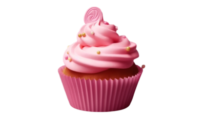 心形糖果装饰粉色纸杯蛋糕素材