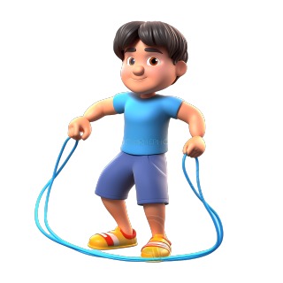 3D立体跳绳男孩PNG图形素材