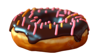 3D立体彩色糖霜甜甜圈插画