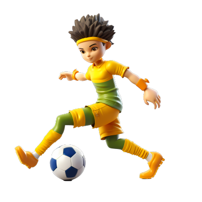 3D立体足球男孩PNG图形素材