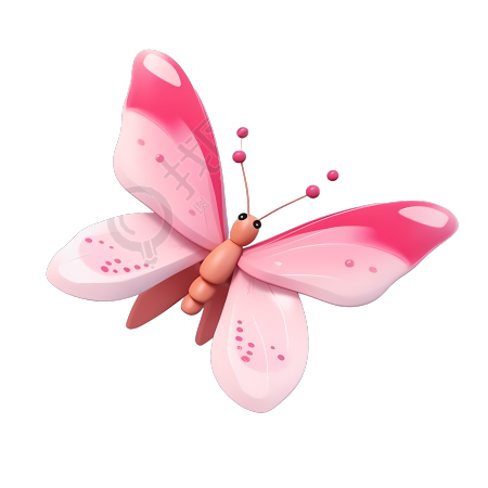 3D立体粉色蝴蝶插画